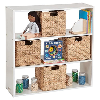 ECR4Kids Streamline 3-Shelf Storage Cabinet, 36in High, Double-Sided Display, White Wash