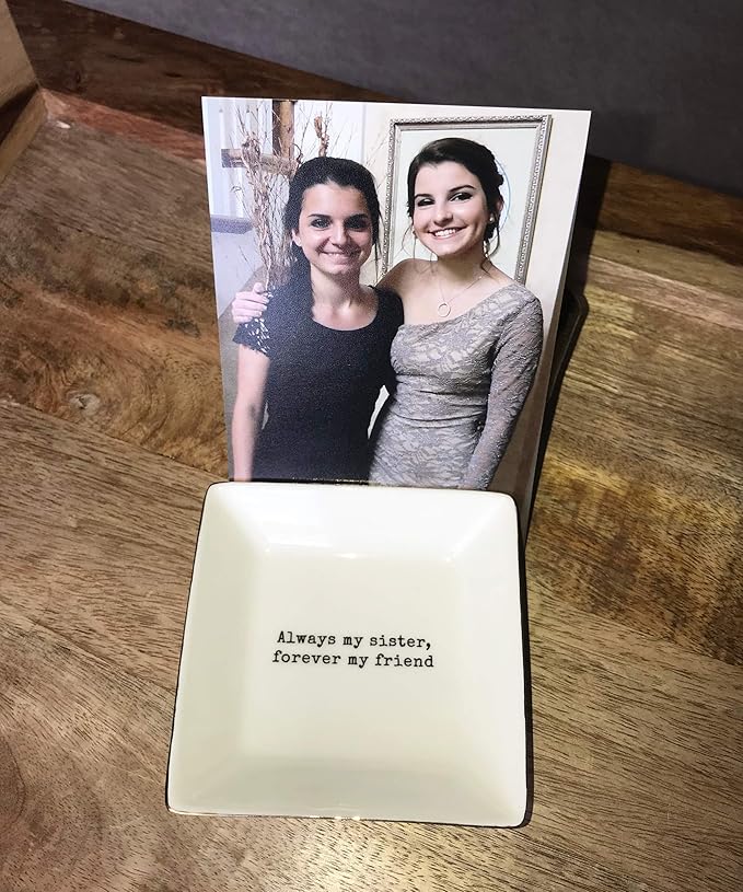 Simply Charmed Sister Gift | Christmas Gift for Sister | Jewelry Ring Holder | Elegant Trinket Tray Organizer Dish