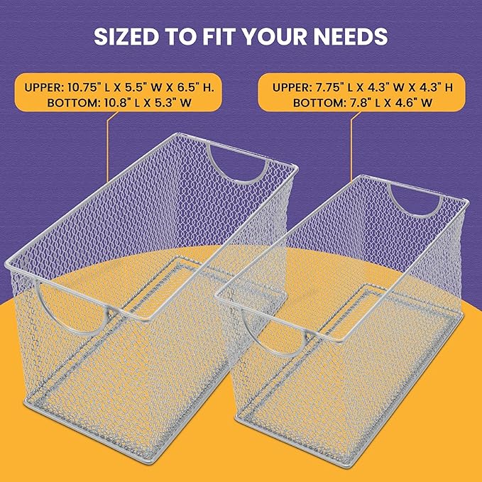 Ybm Home Mesh Storage Box, Silver Mesh Great for School Home or Office Supplies, Books, Computer Discs and More (1, 7.75 x 4.3 x 4.3)