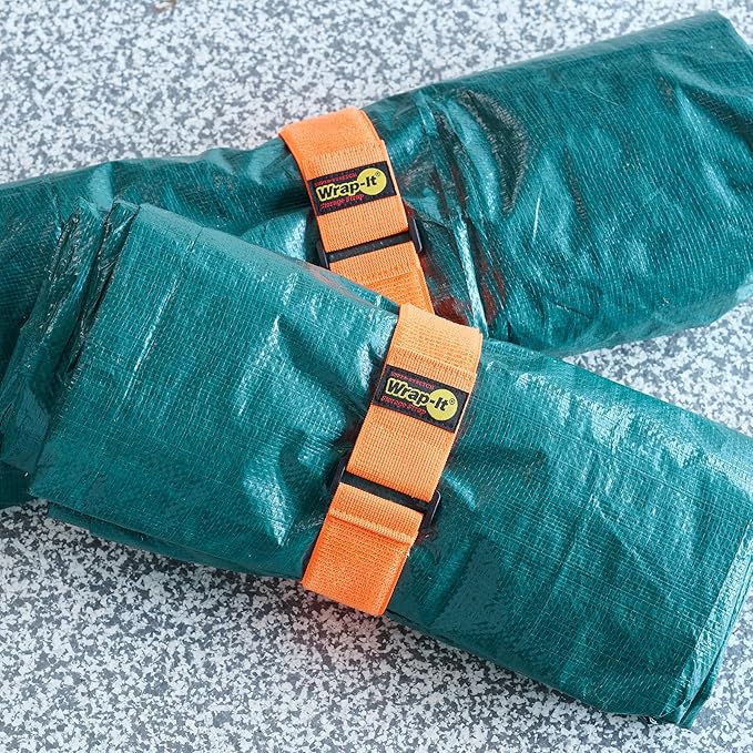 Super-Stretch Wrap-It Storage Straps - (6) 18" Orange - Elastic Hook and Loop Cinch Straps - Extension Cord Organizer, Hose and Cables Straps, Cord Wrap, Cord Keeper, Garage and RV Storage Accessories