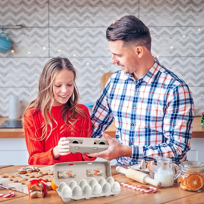 Printed Natural Pulp Egg Cartons Holds Up to Twelve Eggs - 1 Dozen Extra Large - Strong Sturdy Material Perfect For Storing Extra Eggs - by MT Products (15 Cartons) - Made in The USA