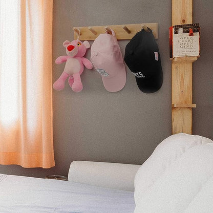 WEBI Coat Rack Wall Mounted,16" Hole to Hole,Coat Hanger Wall Mount with 5 Hooks for Hanging Coats,Hook Rack Peg Rail for Hats,Jacket,Clothes,Towels,Natural