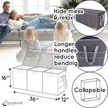 Extra Large Toy Box - Big Toy Box - Sturdy Extra Large Toy Storage Organizer with Pockets - Extra Large Toy Chest 36 x 16 x 12 in - Black