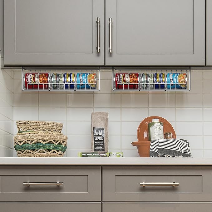 Sorbus Under Cabinet Can Organizer – Rolling Dispenser Rack for Canned Goods and Fruits, Fits Cabinets with 7/8" Thickness, Wire Shelf for Efficient Kitchen and Pantry Storage