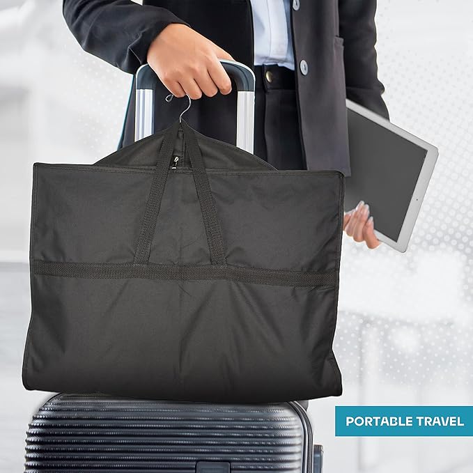 43" Travel Garment Bag with Accessories Zipper Pocket, Heavy Duty Suit Bag for Suits, Tuxedos, Dresses, Coats, Black, 1 pack