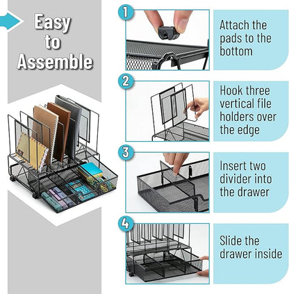 Mr. Pen- Mesh Desk Organizer with Drawer, Office Desk Organizers and Accessories, Desktop & Desk File Organizer