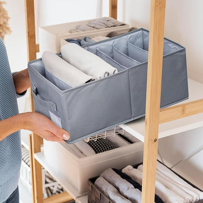 Set of 3 Large Wardrobe Closet Organizer - Drawer Organizer Clothes, Efficient Jeans Organizer for Closet, Versatile Closet Organizers and Storage (Dark Grey, 17.7" L x 9.8" W x 7.1" H)