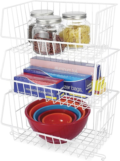 Whitmor Wire Stackable Basket, White