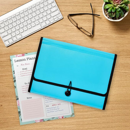 Avery Expanding File Folder Organizer, 13-Pocket Accordion File Organizer, Aqua, Holds 425 Letter/A4-Size Sheets (73554)