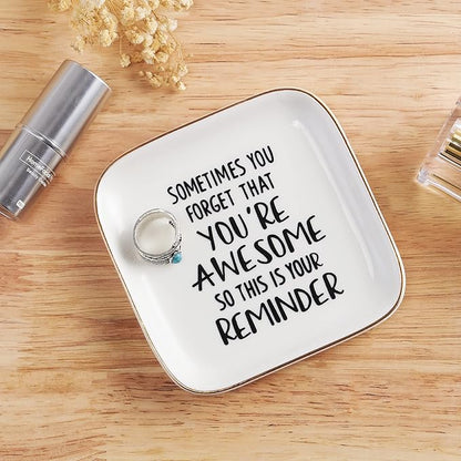 PUDDING CABIN Inspirational Gifts for Women Ring Dish You're Awesome So This is Your Remind Birthday Gifts for Women Unique, Friends Gifts for Her Mom Sister Coworker