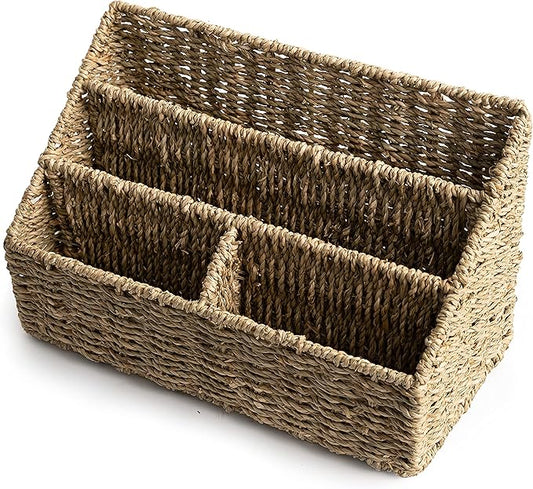 KOLWOVEN Magazine Display Holder- Mail Organizer Countertop- Mail Holder l Bill Sorter Organizer For Desk And Home Boho Rack Storage Organizer