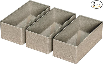 3 PACK Drawer Organizer Clothes，drawer Divider， Dresser Drawer Storage for Sock, Underwear, Bra，Panties，Belt, Tie, Stockings, Leggings & Accessories (Beige)