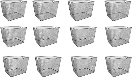 YBM HOME Household Wire Mesh Metal Steel Storage Basket Organizer, Open Bin Shelf Organizer for Kitchen, Cabinet, Pantry, Fruit and Vegetables (12-Pack, 14x10x8.8) 1040s-12