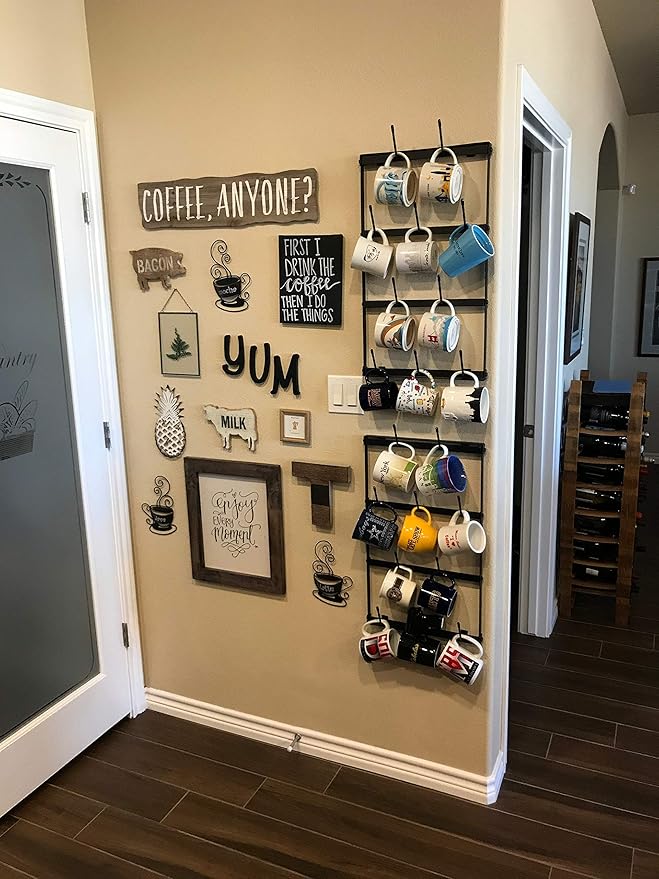 Claimed Corner Mug Rack with Sturdy Steel Frame, Matte Black Finish, Removable Rubber Caps, Wall Mounted (Mini ‎14" x 24")