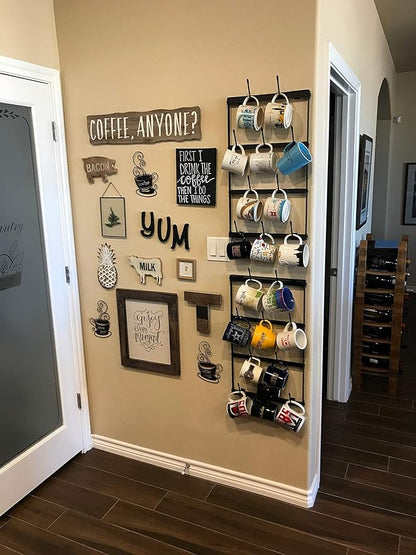 Claimed Corner Mug Rack with Sturdy Steel Frame, Matte Black Finish, Removable Rubber Caps, Wall Mounted (Mini ‎14" x 24")
