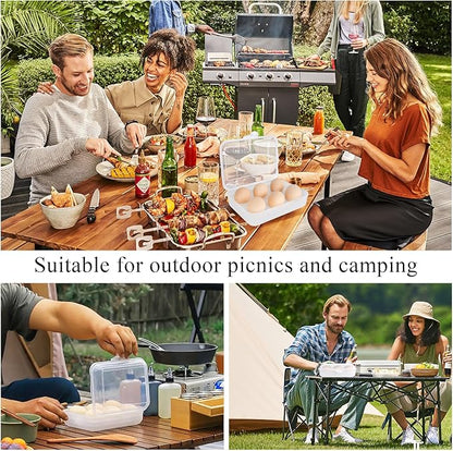 2 Pack Egg Container, Shockproof Camping Egg Holder, Clear Egg Container For Refrigerator, Leakproof Egg Holder for Camping Picnic Travel Outdoor, Portable Egg Carriage for Tray(6 Gird)