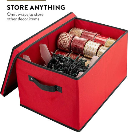 ZOBER Christmas Light Storage Reels - Christmas Light Organizer with 4 Plastic Wheels - Fits 200 Mini Lights Per Spool, Lights Storage - Strong & Durable Material - Stitched Reinforced Handles - Red