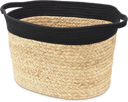 Whitmor Medium Braided Tote, Black & Tan