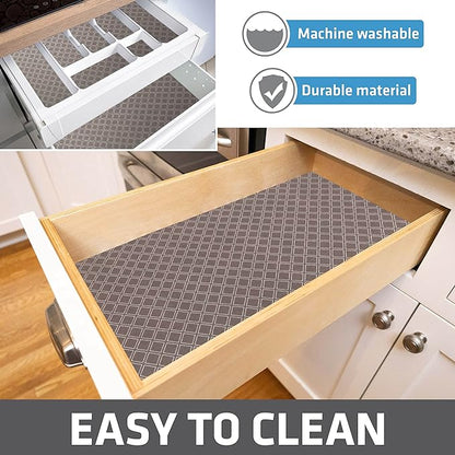 Drymate Premium Luxury Shelf & Drawer Liner, Thick Cushioned Fabric, Non-Adhesive, Absorbent, Waterproof, Slip-Resistant, Liners for Kitchen Cabinets, Cupboards (USA Made)(12”x59”)(24-Pack)(Taupe)