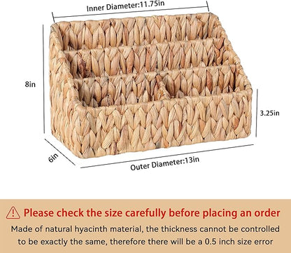 Natural Farmhouse Desk Organizers and Storage, Large Countertop Mail Holder, Tabletop Organizer (Water Hyacinth)