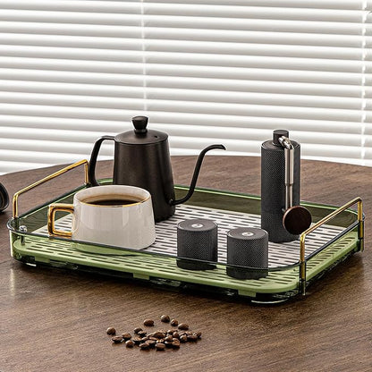Coffee Bar Accessories, Station Organizers,Large Capacity Storage with Drain Board,Whisky Tray,Mug Tea Cup Holder Coffee Bar Organizer, Retro Green