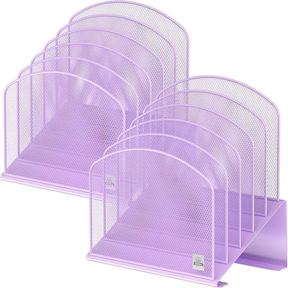 Inclined Desk File Organizer,Vertical File Folder Holder Stand Metal Rack File Sorter for Office Classroom Desktop Organization