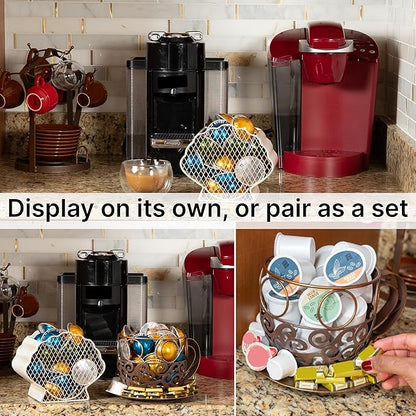 Made Easy Kit Coffee Pod Organizer Compatible with Nespresso Vertuo and Original - Countertop Sculpture Holder Basket Style for Café Bar, Corner Station Office Break Area (Clam)