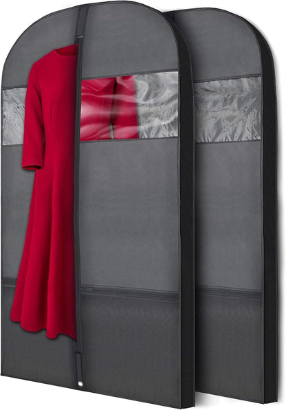 Plixio Gusseted Garment Bags Suit Bag for Travel and Clothing Storage of Dresses, Dress Shirts, Coats— Includes Zipper Pockets and Large Transparent Window (10 Pack: 54” X 24” x 3.4”)