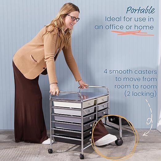 ECR4Kids 12-Drawer Value Mobile Organizer, Storage Cart, Grey Ombre
