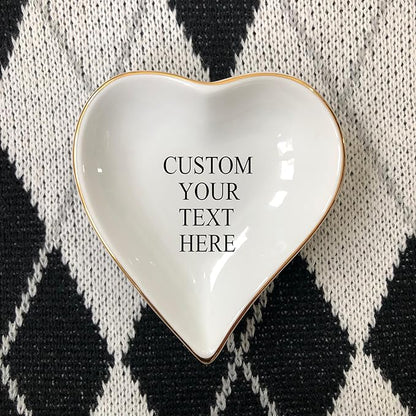 HatafaFurni Custom Text Ring Dish, White Ceramic Jewelry Dish, Design Your Own Text Ring Dish, Personalized Trinket Dish, Bridesmaid Gift, Script Dish Engagement Gift, Your Design Here