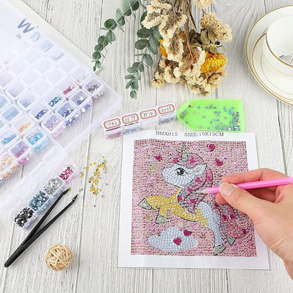 Ecurfu 56 Slots Diamond Painting Storage Containers, 56 Girds 1 Pack, Bead Storage Containers, Diamond Art Organizer Box, Diamond Painting Accessories, Embroidery Storage with Label Stickers