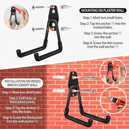 18 Pack Garage Hooks Heavy Duty - Anti-Slip Coating， Garage Storage Hooks for Hanging Bike，Ladder，Garden Tools，Hose