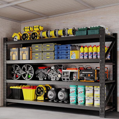 77" W Storage Shelves 9000lbs Garage Metal Shelving Heavy Duty Garage Shelves Adjustable Storage Shelves for Industrial, Factory,(77" W X 24" D X 70" H)