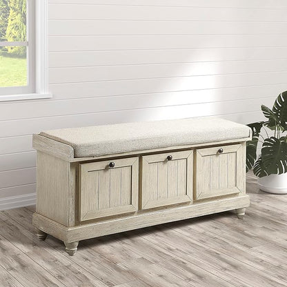 Lexicon Berryessa Lift-Top Storage Bench, Distressed White