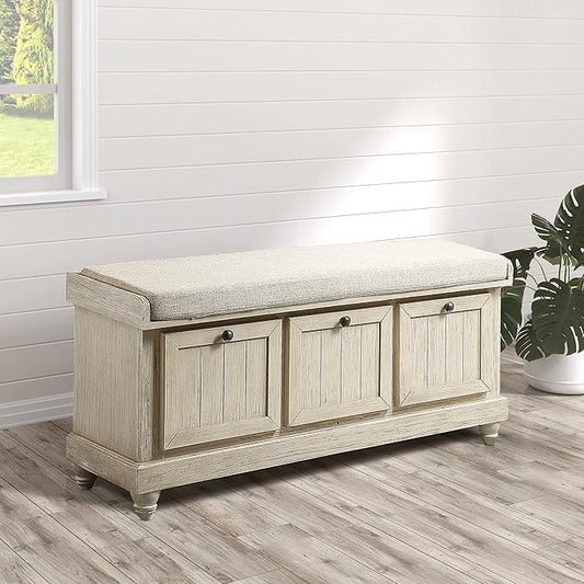 Lexicon Berryessa Lift-Top Storage Bench, Distressed White