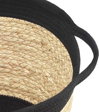 Whitmor Medium Braided Tote, Black & Tan