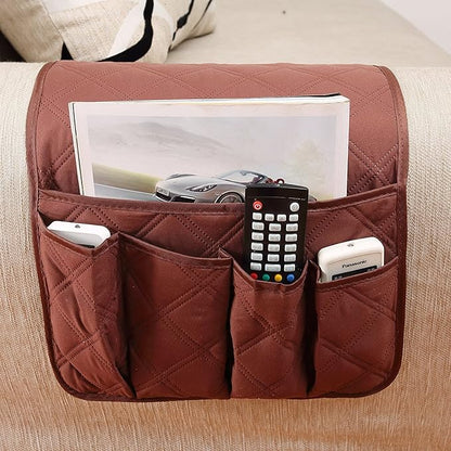 IPENNY Couch Sofa Armrest Organiser Chair TV Remote Holder Bed Storage Pocket Bag for Cellphone Tablet Notepad Book Magazines DVD Eyewears Drinker Snacks Holder Pouch