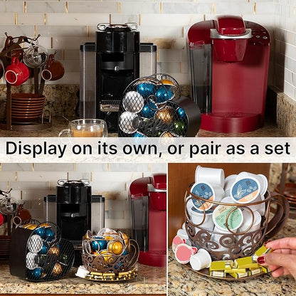 Made Easy Kit Coffee Pod Organizer Compatible with Nespresso Vertuo and Original - Countertop Sculpture Holder Basket Style for Café Bar, Corner Station Office Break Area (Heart Mountable)