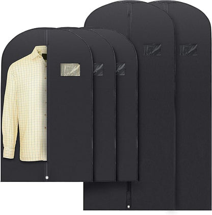 Plixio Garment Bags Suit Bag for Travel and Clothing Storage of Dresses, Dress Shirts, Coats— Includes Zipper and Transparent Window (Black - Mixed Sizes: 100 Pack)