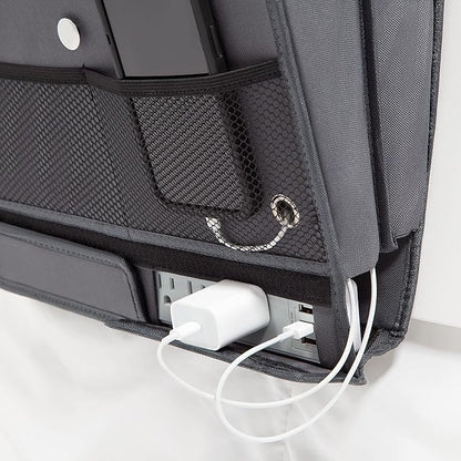 U Brands Bedside Caddy, 7 Pockets with Power Strip Compartment, Organization Supplies, Gray, 1 Count