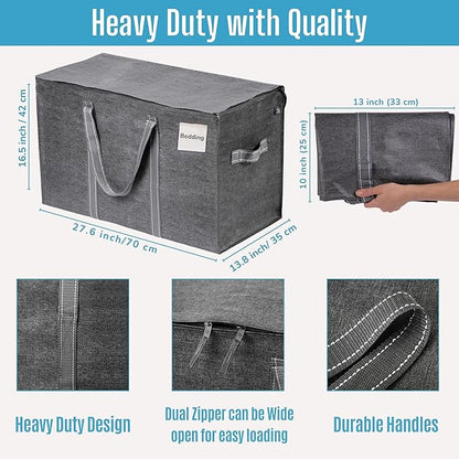 VENO 8 Pack Moving Bags and Large Christmas Storage Bins with lids. Alternative to Moving Boxes, Packing Supplies for College. Extra Large Heavy Duty Totes for Packaging (Dark Gray, 8 Pack)