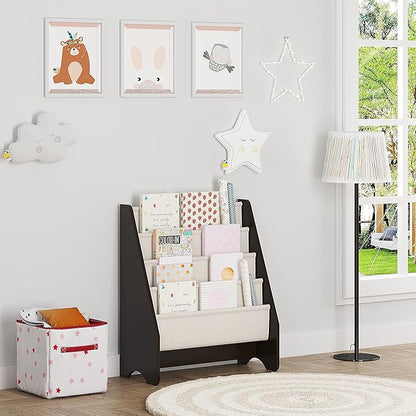 UTEX Kids Sling Bookshelf - Kids Magazine Rack with Organizer, Book Organizer (Espresso)