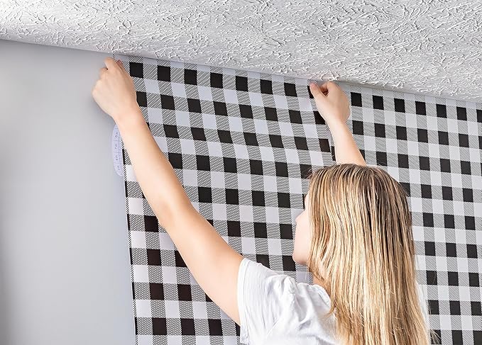 EasyLiner Peel & Stick Decor Removable Peel and Stick Wallpaper - Self Adhesive Decorative Shelf Paper for Cabinets, Walls, Resurfacing Projects - Adhesive Shelf Liner - 20in x 18ft - Black Gingham