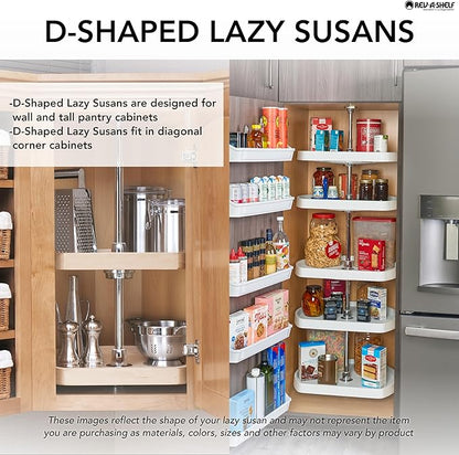 Rev-A-Shelf Single D Shape 22" Lazy Susan Organizer for Upper Corner Wall Kitchen Cabinets, Turntable Storage w/ Swivel Bearing, Wood, 4WLS201-22-BS52