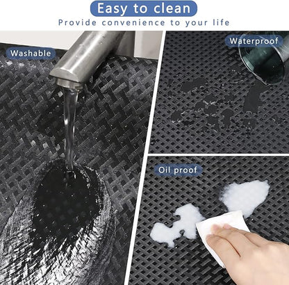 HooTown Shelf Liner Kitchen Cabinet Drawer Mats 23.6 Inch Wide x 78.7 Inch Long, Non Slip EVA Plastic Water Resistant Pad for Bathroom Drawers, Shoe Shelves, Under Sink, Black