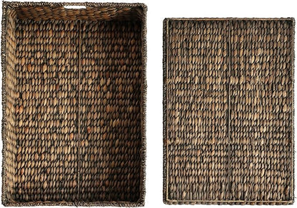 happimess BSK2015B Holden 30" Classic Costal Hand-Woven Hyacinth Wicker Under Bed Storage Basket with for Storage and Decoration in Bathroom, Bedroom, Closet, Entryway, Brown