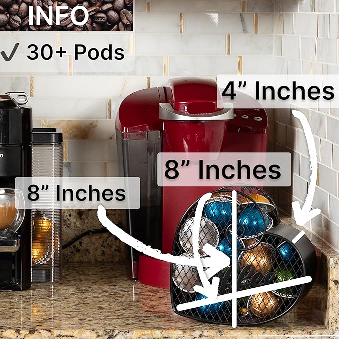 Made Easy Kit Coffee Pod Organizer Compatible with Nespresso Vertuo and Original - Countertop Sculpture Holder Basket Style for Café Bar, Corner Station Office Break Area (Heart Mountable)
