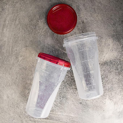 PLASTICPRO 48 Ounce Twist Top Deli Containers Clear bottom With Red Top Twist on Lids Reusable, Stackable, Food Storage Freezer Container Pack of 4