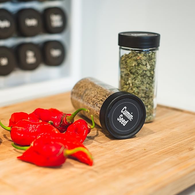AllSpice 4" Glass Spice Jars 4 fluid ounces- 18 Pack