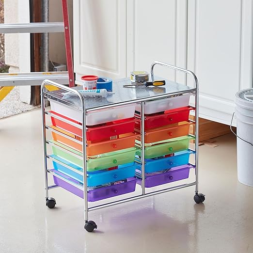 ECR4Kids 12-Drawer Value Mobile Organizer, Storage Cart, Assorted